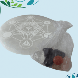 Sacred Geometry Charging Plate  (18cm) & Crystals