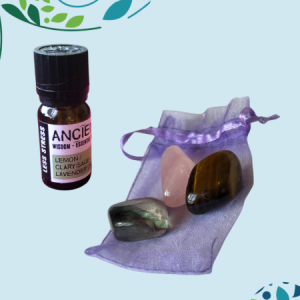 Essential Oil Blend & Crystals Set - Stress Relief