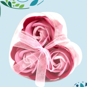 Soap Flower Heart Box (Set of 3) – Pink Roses