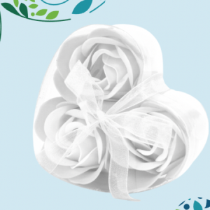 Soap Flower Heart Box (Set of 3) – White Roses