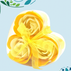 Soap Flower Heart Box (Set of 3) – Yellow Roses